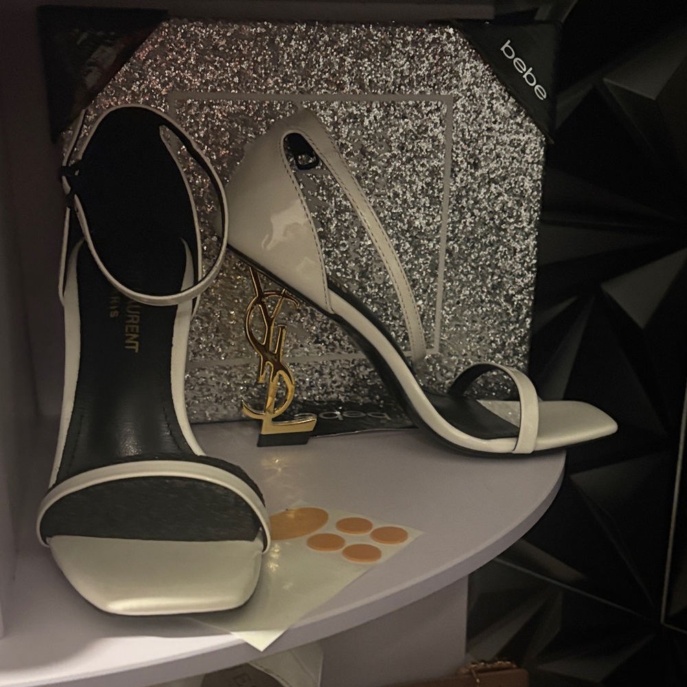 Gold and White Heels